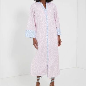 Lilac Floral Lyford Caftan with Blue Floral Trim